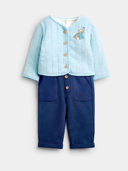 JoJo Maman Bébé Blue Peter Rabbit Jacket, Bodysuit & Leggings 3-Piece Set - image 1