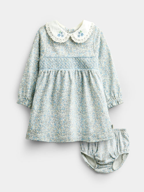 Dsiney Kidz - JoJo Maman Bébé Blue Disty Floral Floral Smocked Baby Dress Set image 1