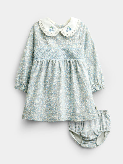 Dsiney Kidz - JoJo Maman Bébé Blue Disty Floral Floral Smocked Baby Dress Set image 1