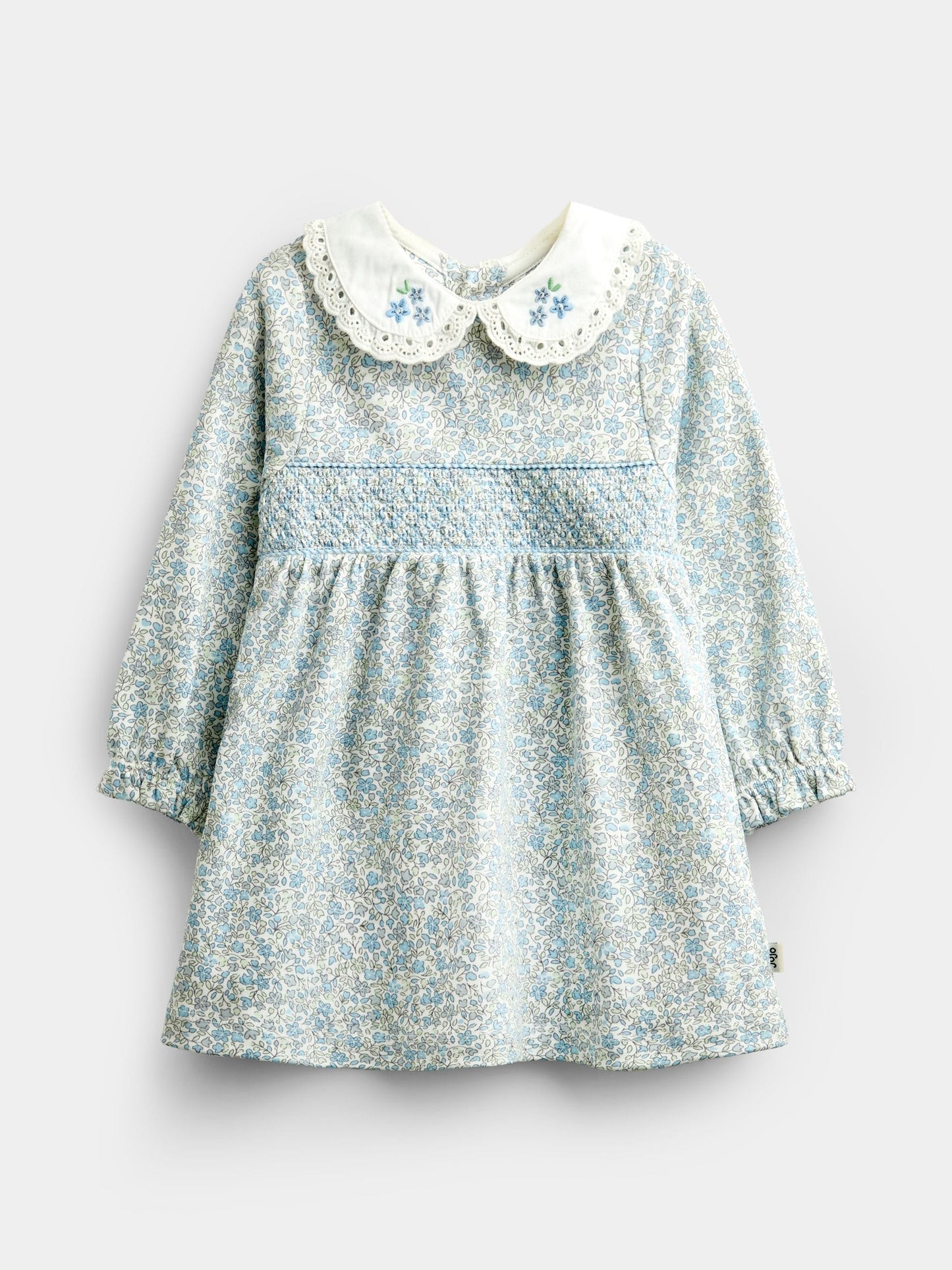 Dsiney Kidz - JoJo Maman Bébé Blue Disty Floral Floral Smocked Baby Dress Set image 2