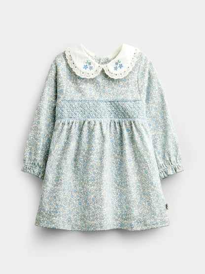 Dsiney Kidz - JoJo Maman Bébé Blue Disty Floral Floral Smocked Baby Dress Set image 2