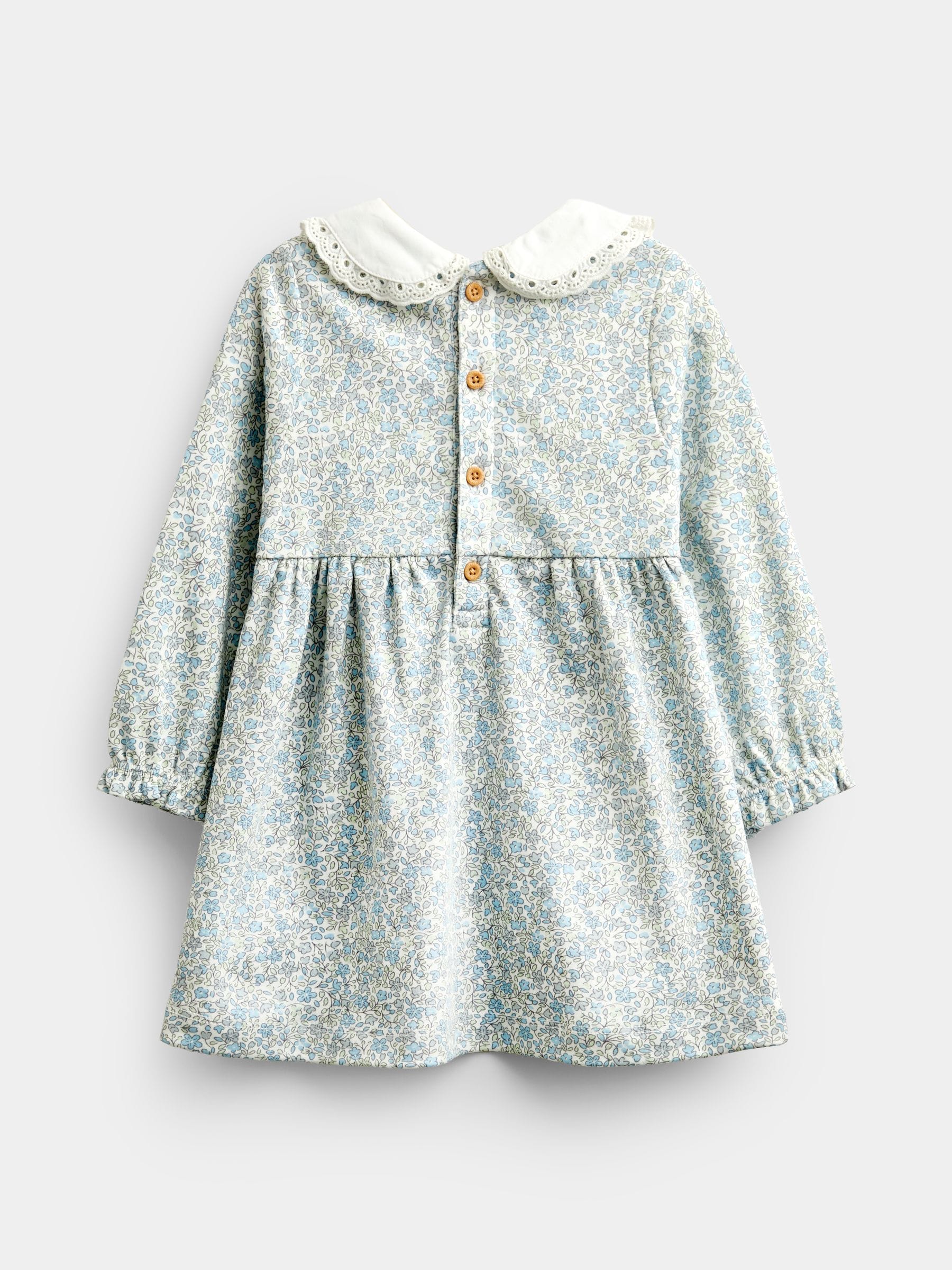 Dsiney Kidz - JoJo Maman Bébé Blue Disty Floral Floral Smocked Baby Dress Set image 3