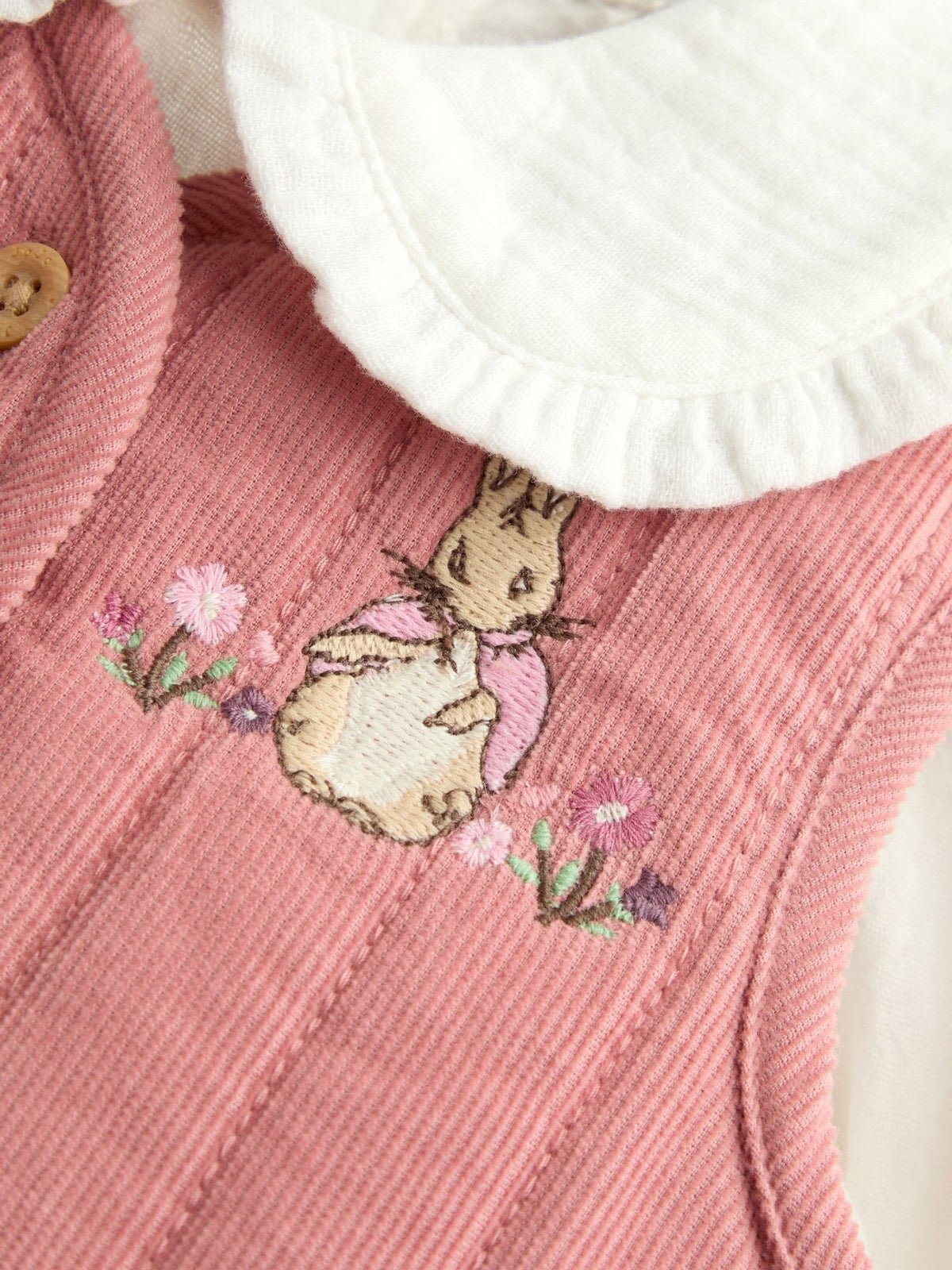 JoJo Maman Bébé Rose Pink Peter Rabbit Flopsy Bunny Blouse, Legging & Gilet Baby Set - image 10