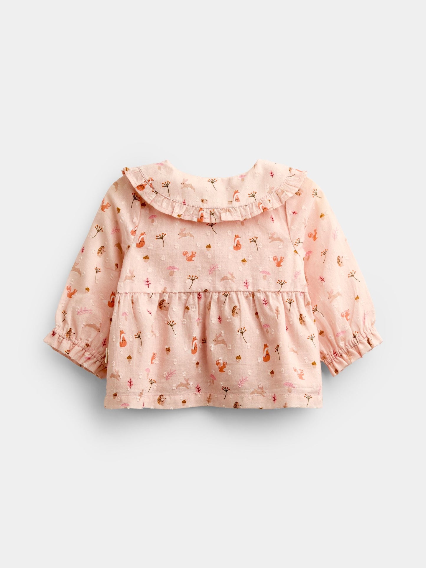 Dsiney Kidz - JoJo Maman Bébé Pale Pink Woodland Baby Blouse & Chambray Trouser Set image 3