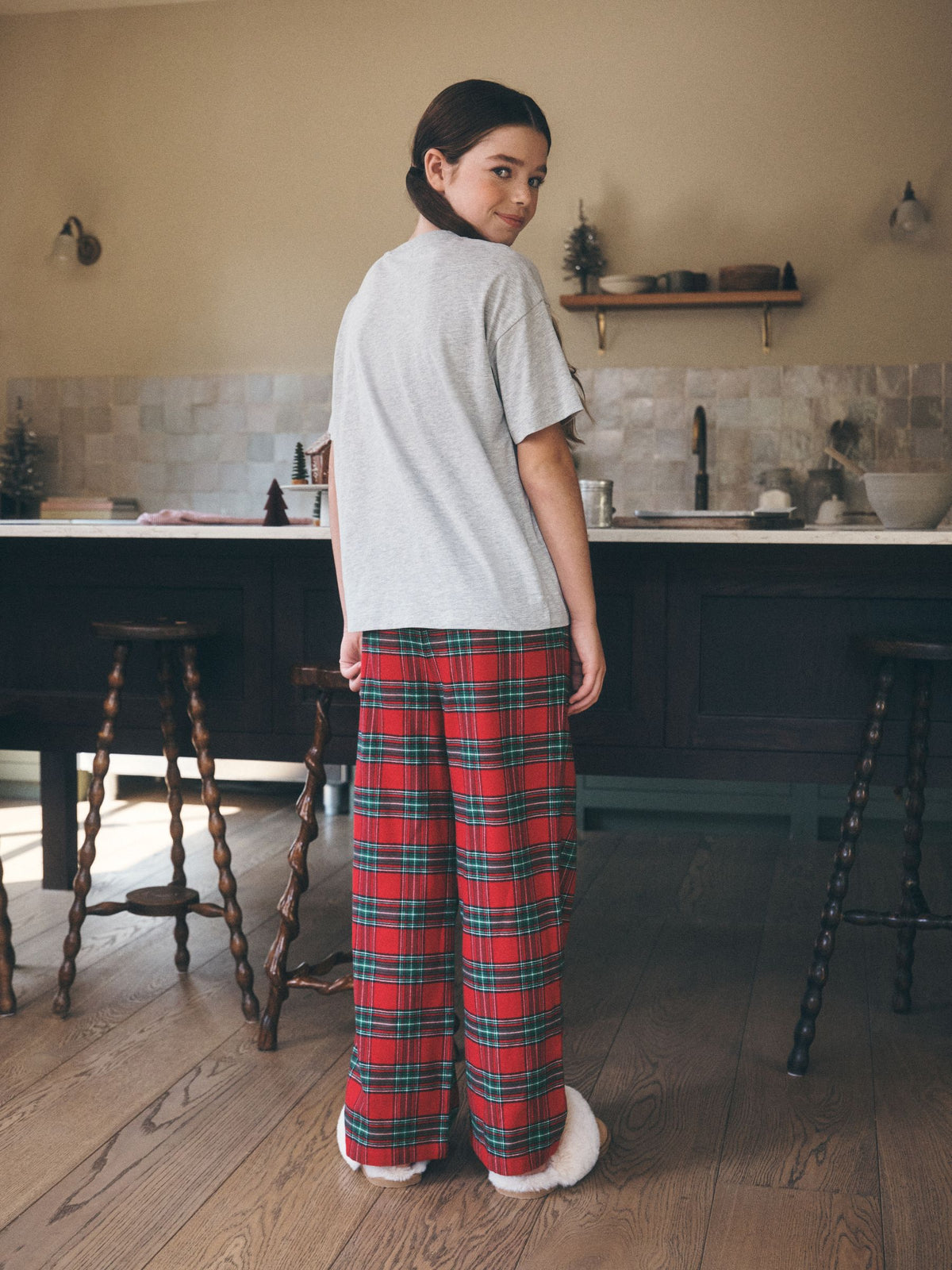 Red/Grey Vintage Christmas Wide Leg Woven Pyjamas 1 Pack (3-16yrs) - image 2