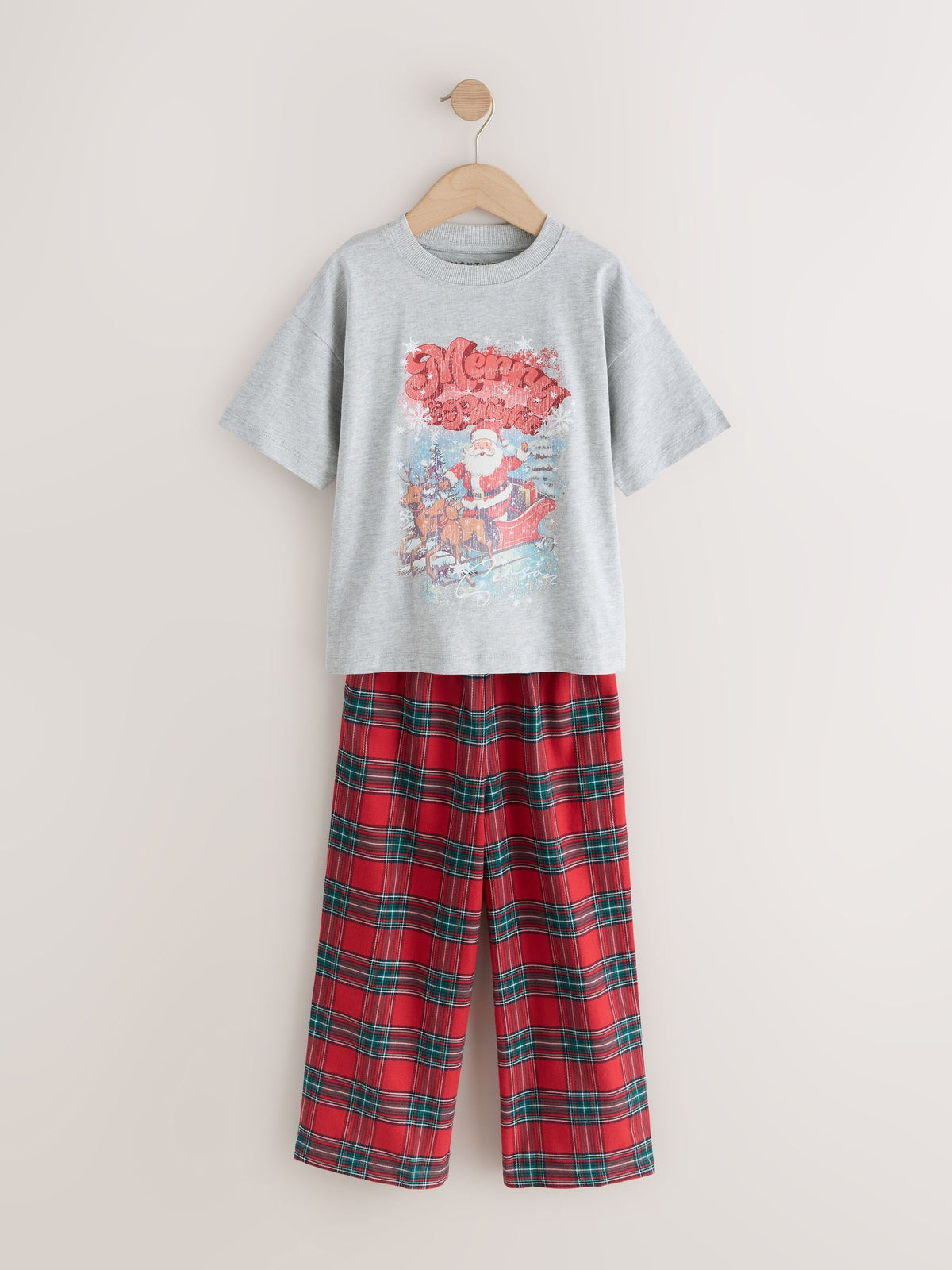Red/Grey Vintage Christmas Wide Leg Woven Pyjamas 1 Pack (3-16yrs) - image 4