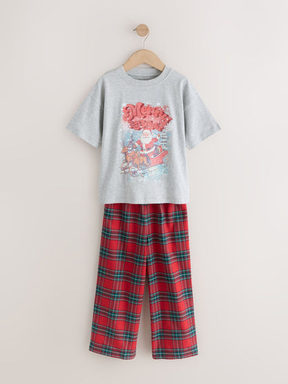 Red/Grey Vintage Christmas Wide Leg Woven Pyjamas 1 Pack (3-16yrs) - image 4