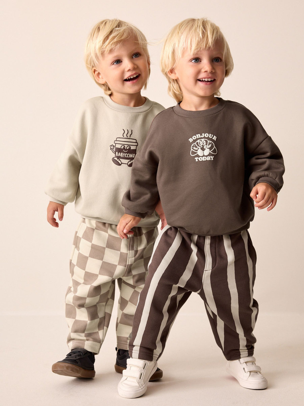 Brown/Cream Crew Neck Joggers Set 4 Piece (3mths-7yrs) - image 2