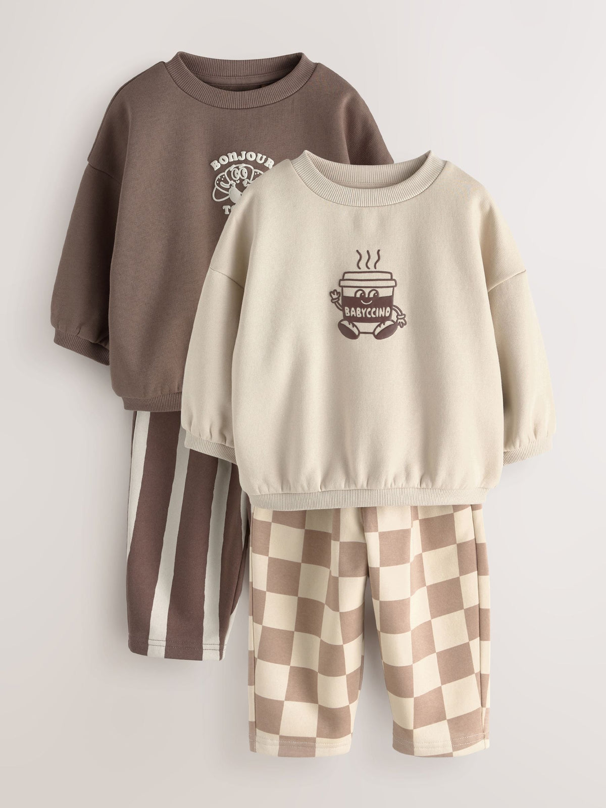 Brown/Cream Crew Neck Joggers Set 4 Piece (3mths-7yrs) - image 5
