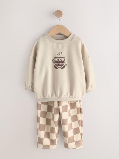 Brown/Cream Crew Neck Joggers Set 4 Piece (3mths-7yrs) - image 6