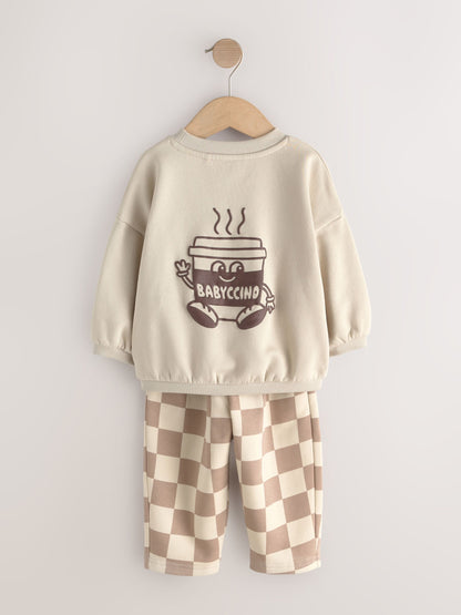 Brown/Cream Crew Neck Joggers Set 4 Piece (3mths-7yrs) - image 7
