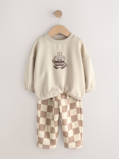 Brown/Cream Crew Neck Joggers Set 4 Piece (3mths-7yrs) - image 9