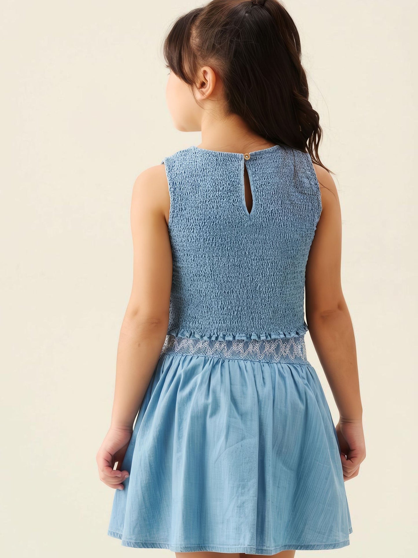 Dsiney Kidz - Angel & Rocket Blue Mia Shirred Denim Top And Skirt image 2