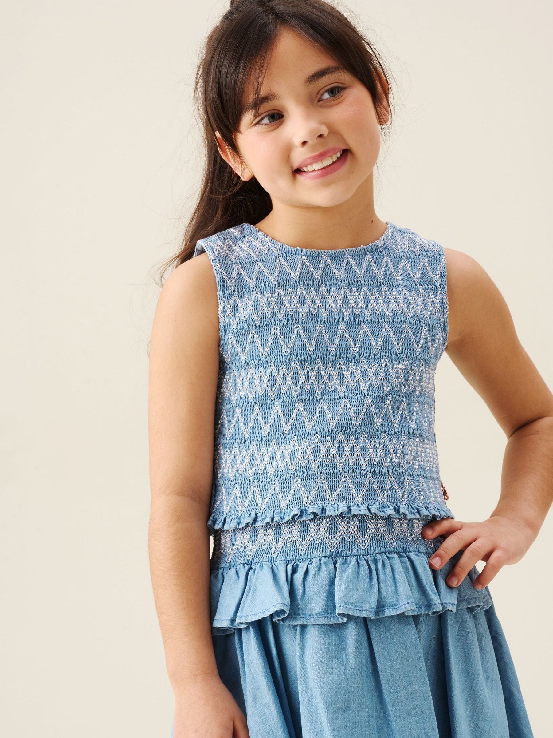 Dsiney Kidz - Angel & Rocket Blue Mia Shirred Denim Top And Skirt image 3