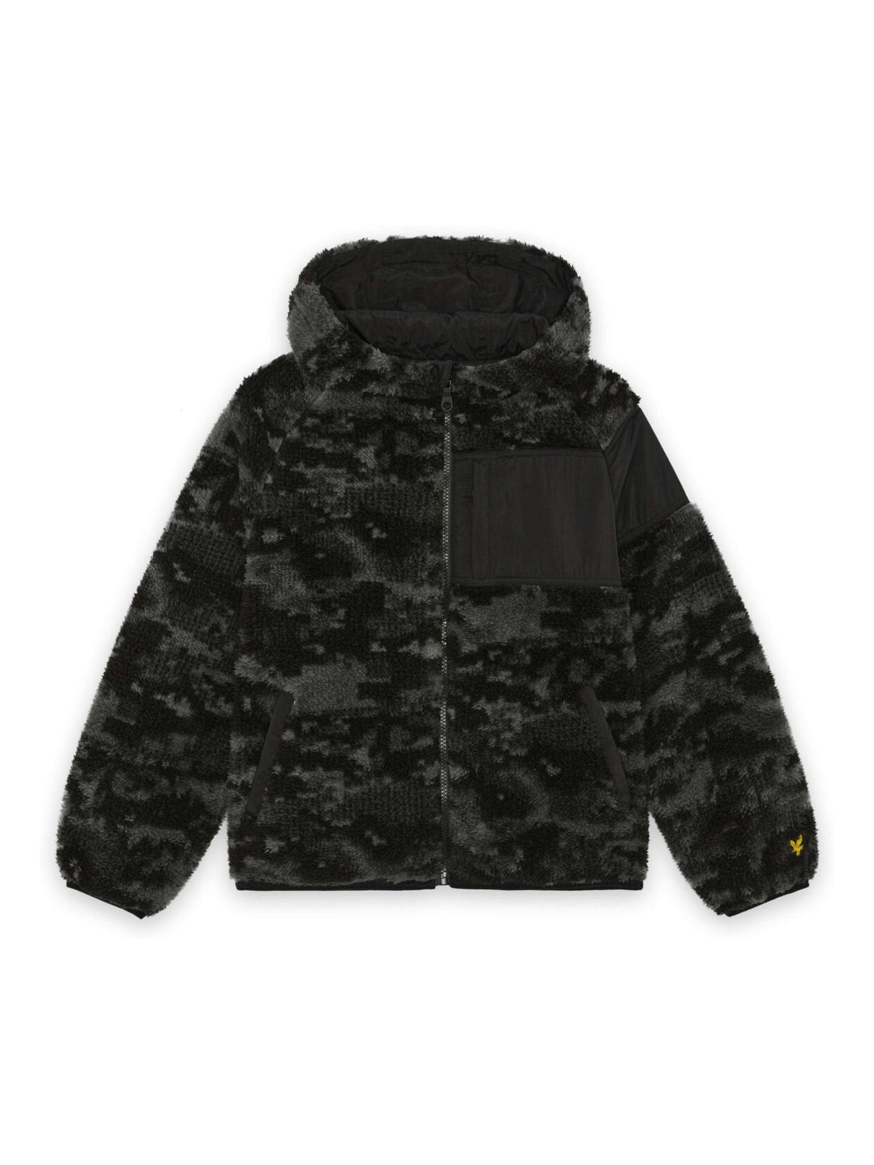 Dsiney Kidz - Lyle & Scott Black Pixelated Print Reversible Fleece Jacket image 1