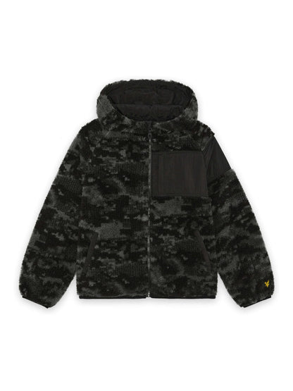Dsiney Kidz - Lyle & Scott Black Pixelated Print Reversible Fleece Jacket image 1