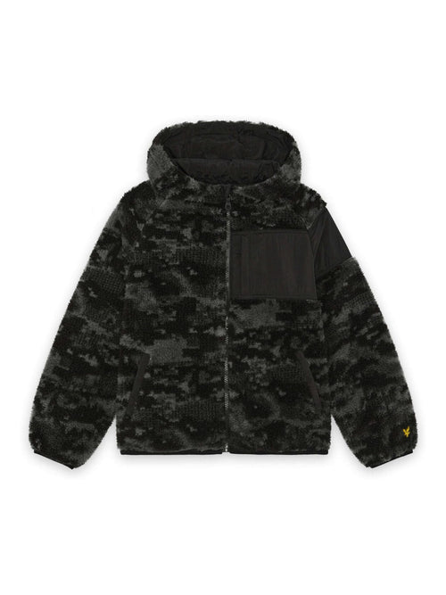 Dsiney Kidz - Lyle & Scott Black Pixelated Print Reversible Fleece Jacket image 1