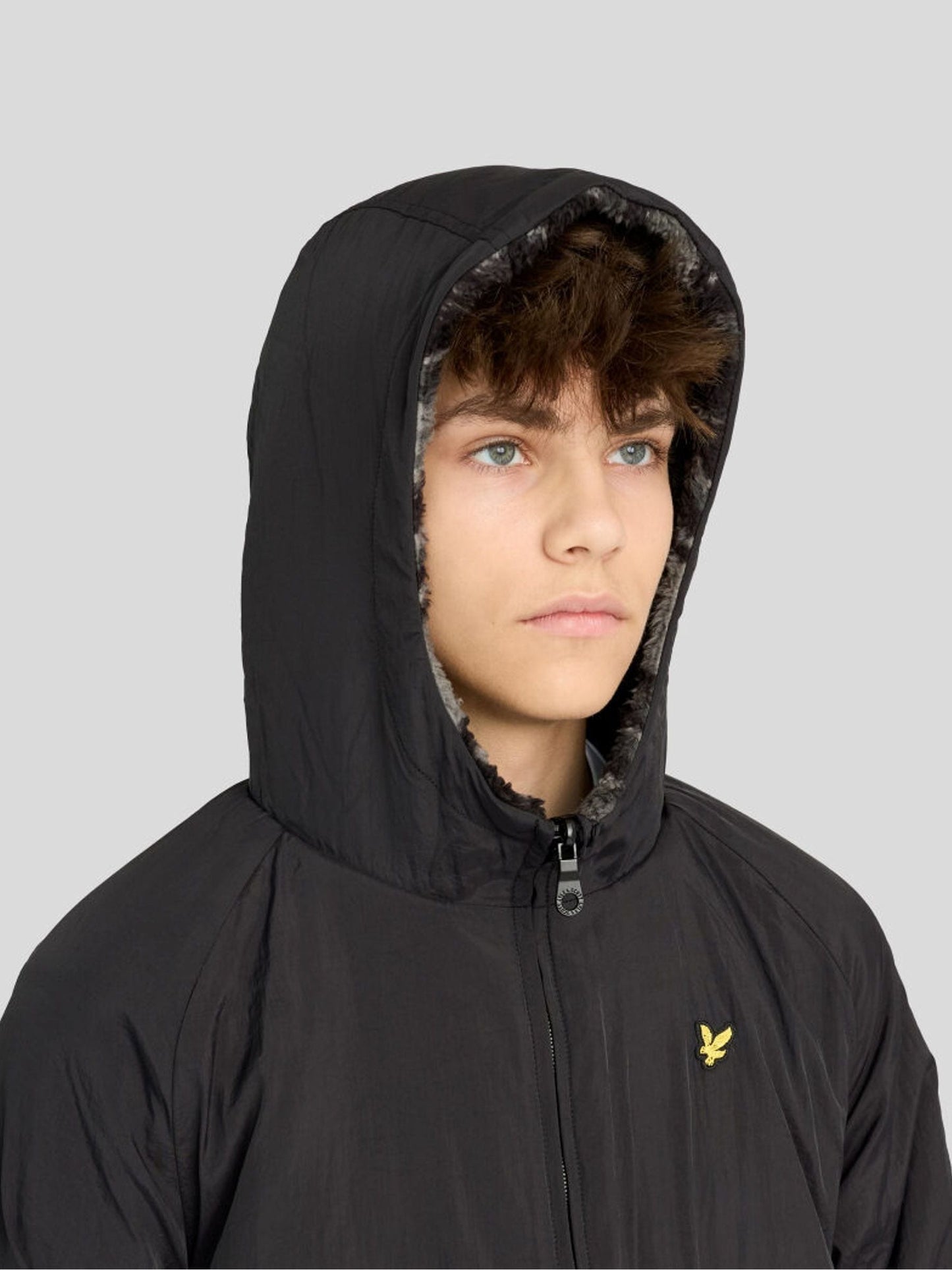Dsiney Kidz - Lyle & Scott Black Pixelated Print Reversible Fleece Jacket image 2