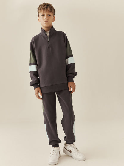 Mink Brown Funnel Neck Zip Up Joggers Set (3-16yrs) - image 1
