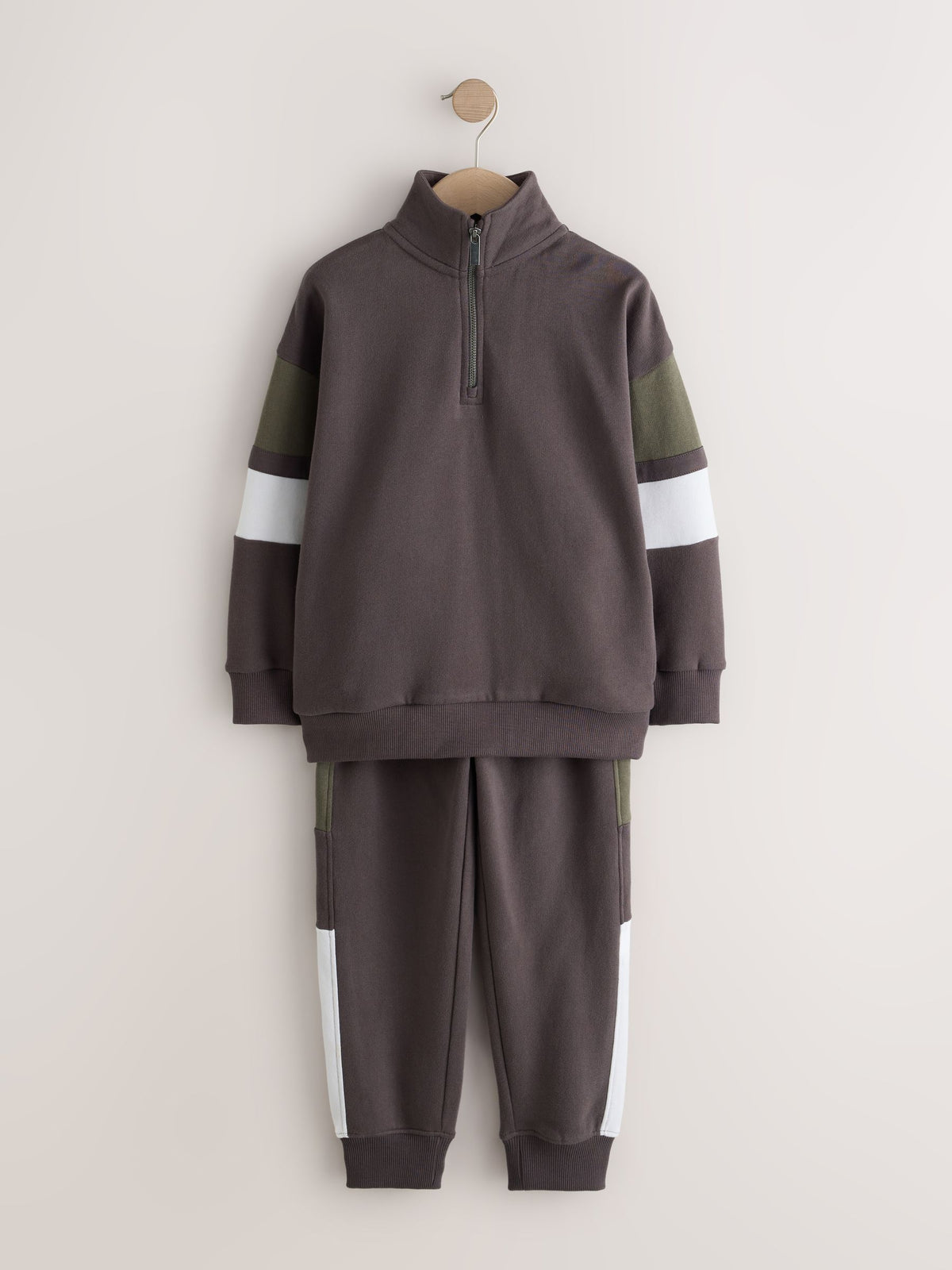 Mink Brown Funnel Neck Zip Up Joggers Set (3-16yrs) - image 6