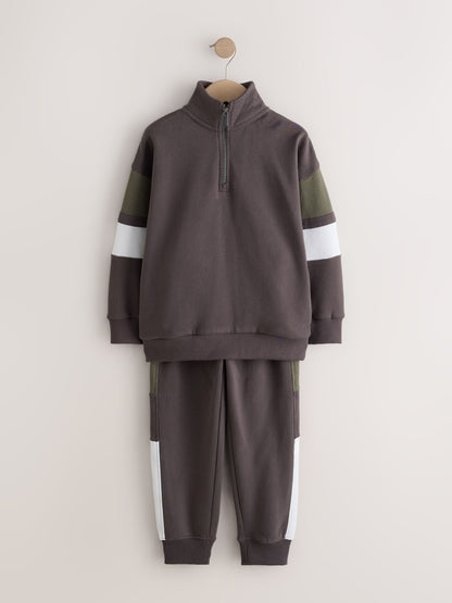 Mink Brown Funnel Neck Zip Up Joggers Set (3-16yrs) - image 6