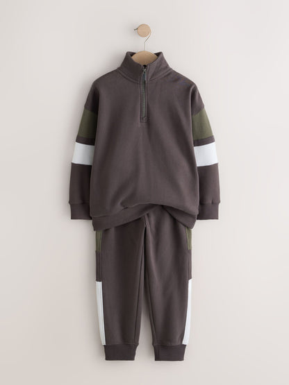 Mink Brown Funnel Neck Zip Up Joggers Set (3-16yrs) - image 7