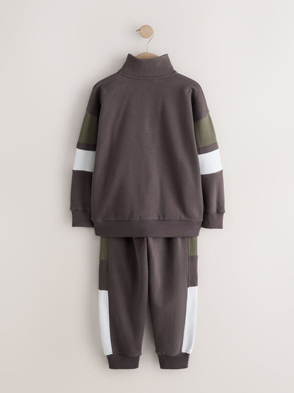 Mink Brown Funnel Neck Zip Up Joggers Set (3-16yrs) - image 8