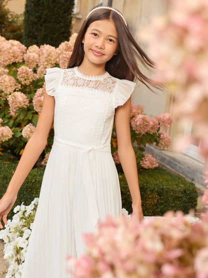 Dsiney Kidz - Lipsy White Lace Front Pleated Occasion Jumpsuit (7-16yrs) image 4