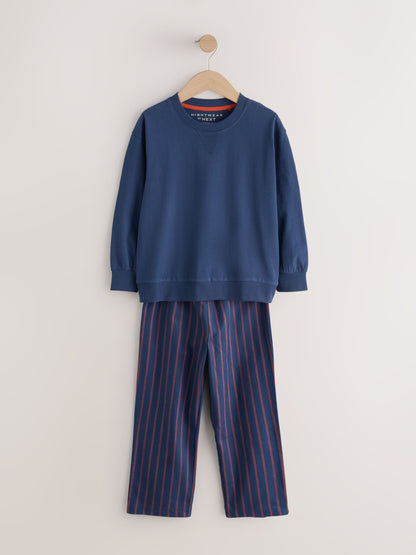 Blue/Navy Stripe Woven Pyjamas 2 Pack (3-16yrs) - image 4