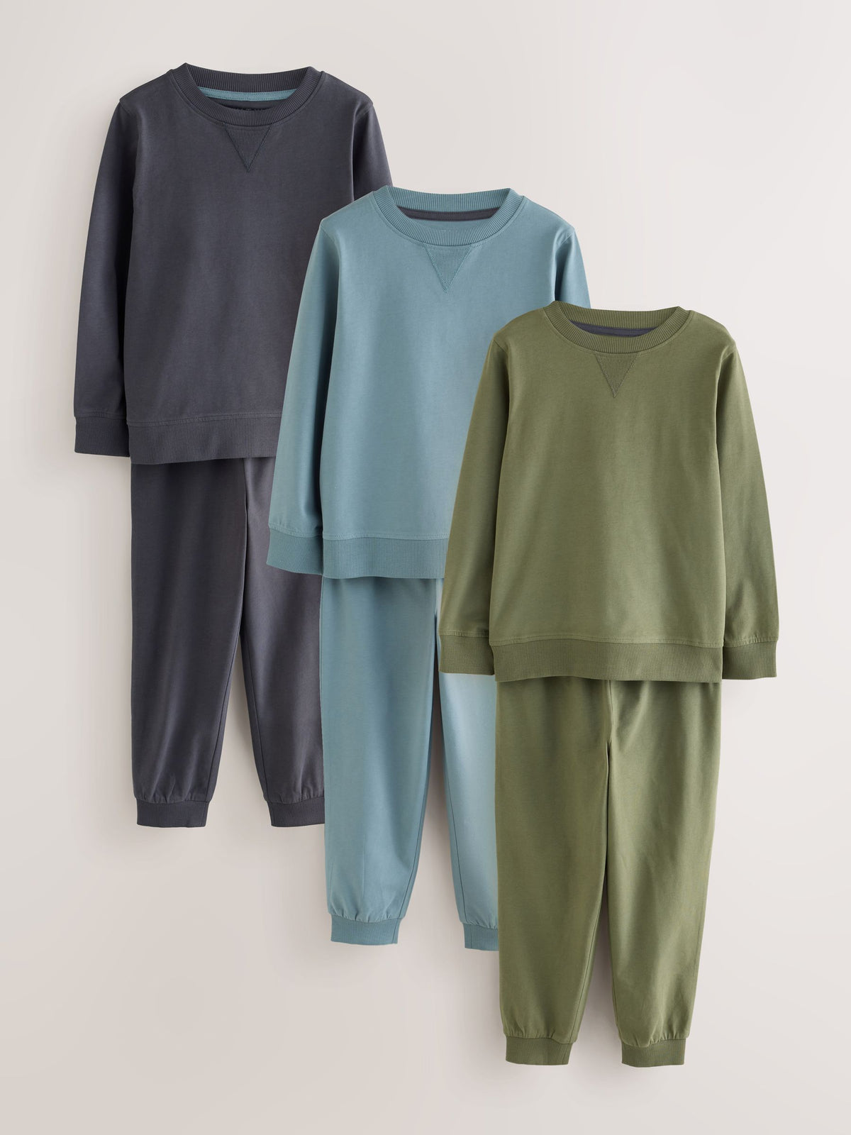 Green/Blue/Charcoal Long Sleeve Jogger Pyjamas Set 3 Pack (3-16yrs) - image 1
