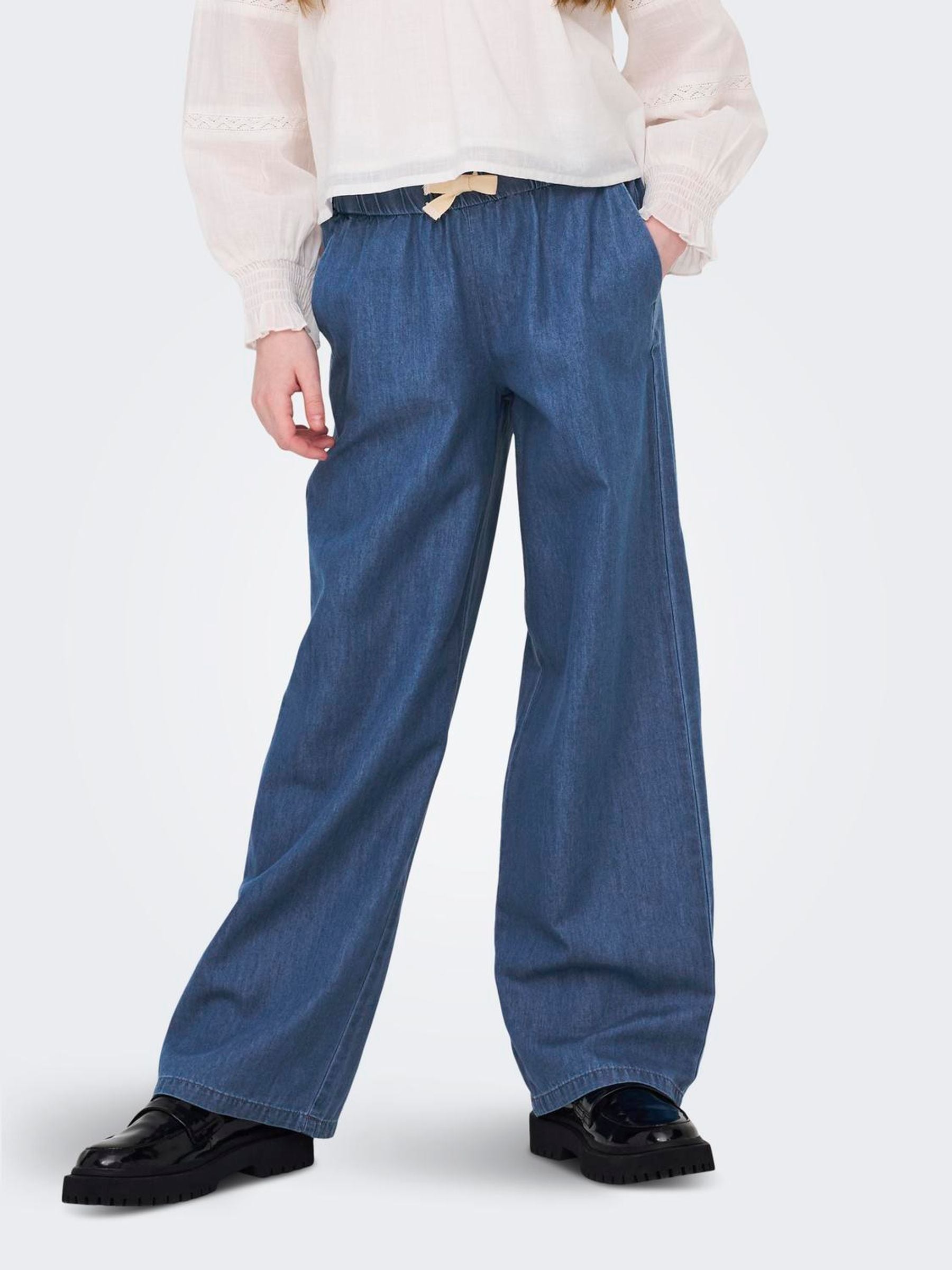 Dsiney Kidz - ONLY KIDS Mid Blue Chambray Tie Waist Palazzo Trousers image 1