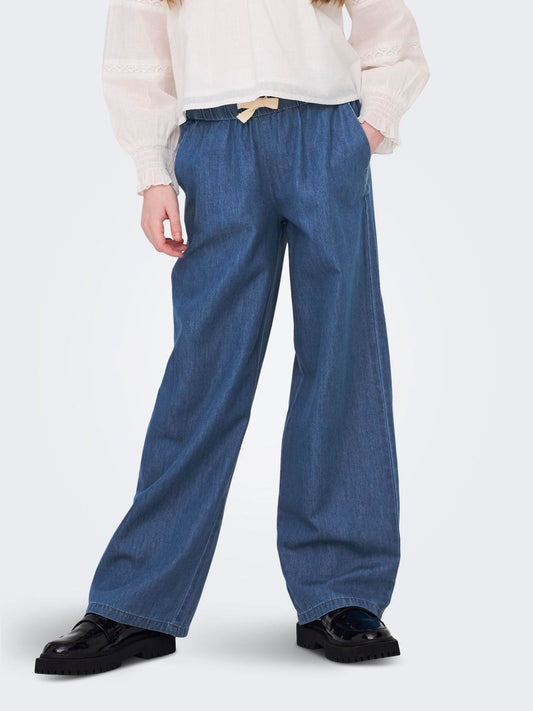 Dsiney Kidz - ONLY KIDS Mid Blue Chambray Tie Waist Palazzo Trousers image 1