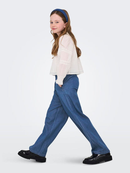Dsiney Kidz - ONLY KIDS Mid Blue Chambray Tie Waist Palazzo Trousers image 2