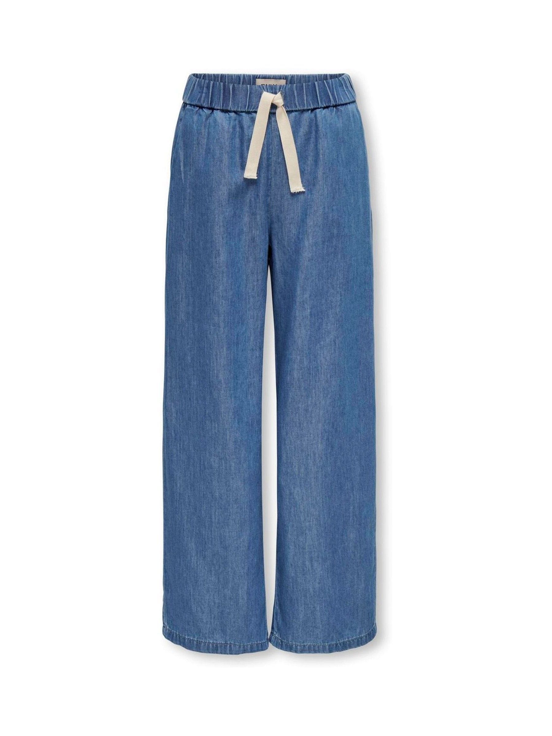 Dsiney Kidz - ONLY KIDS Mid Blue Chambray Tie Waist Palazzo Trousers image 4