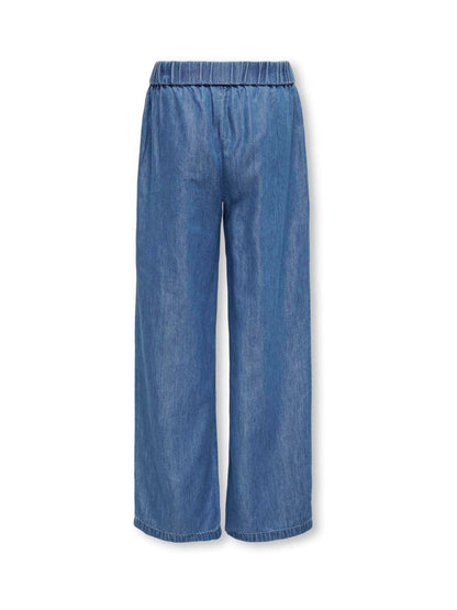Dsiney Kidz - ONLY KIDS Mid Blue Chambray Tie Waist Palazzo Trousers image 5