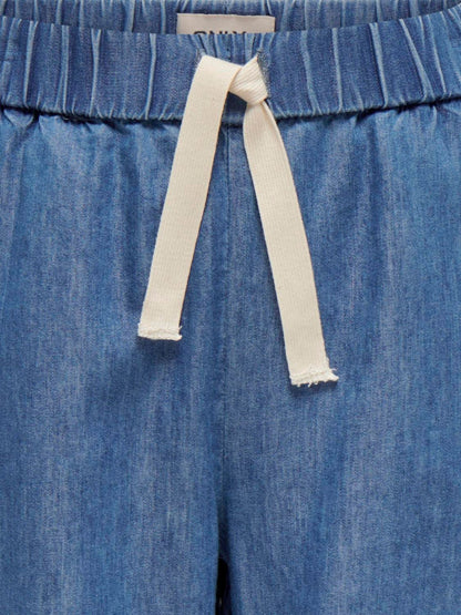 Dsiney Kidz - ONLY KIDS Mid Blue Chambray Tie Waist Palazzo Trousers image 6