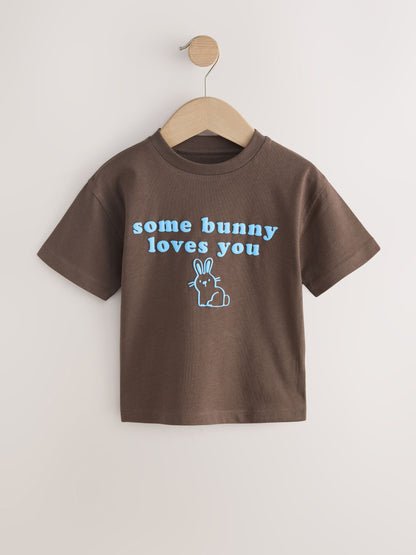 Brown Bunny Short Sleeve Easter Graphic T-Shirt (3mths-7yrs) image 1