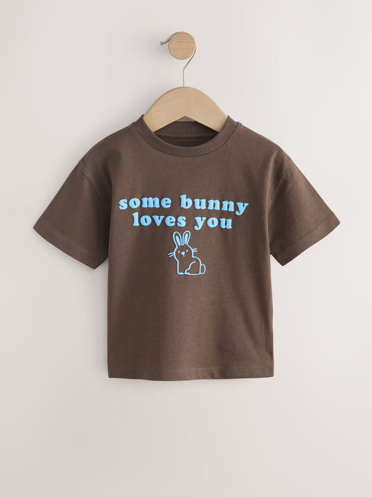 Brown Bunny Short Sleeve Easter Graphic T-Shirt (3mths-7yrs) image 1