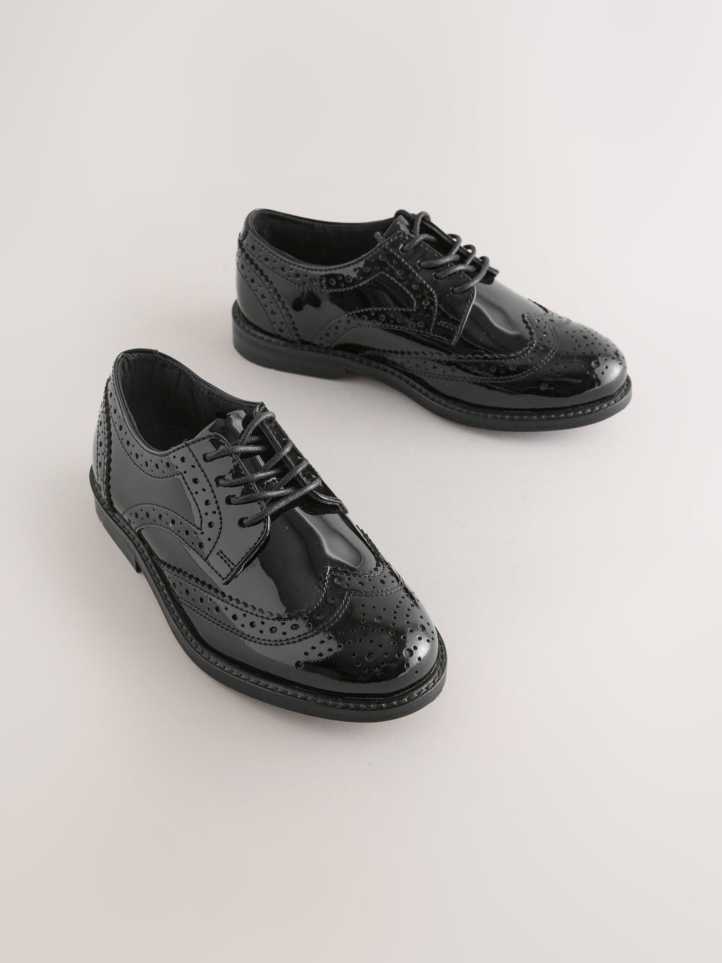 Black Patent Standard Fit (F) Leather Laceup Brogue Shoes image 1