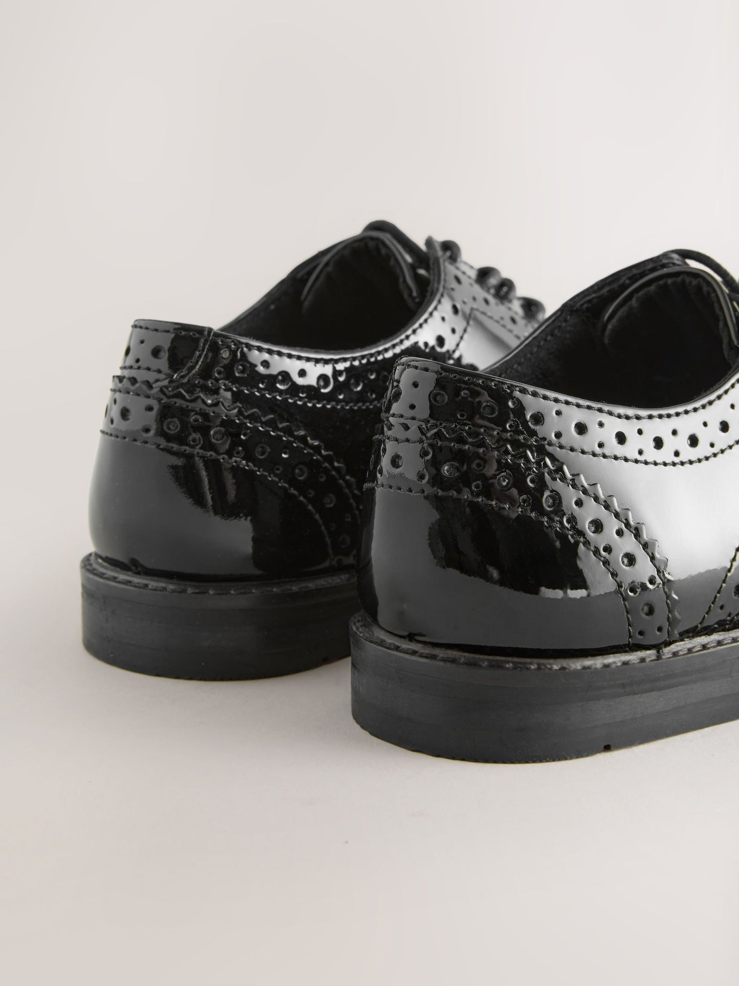 Black Patent Standard Fit (F) Leather Laceup Brogue Shoes image 4