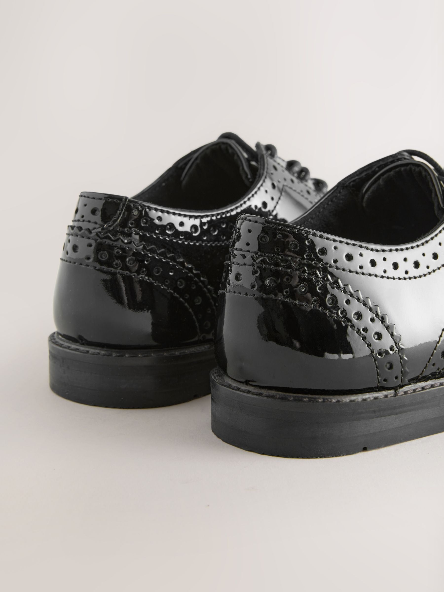 Black Patent Standard Fit (F) Leather Laceup Brogue Shoes image 4