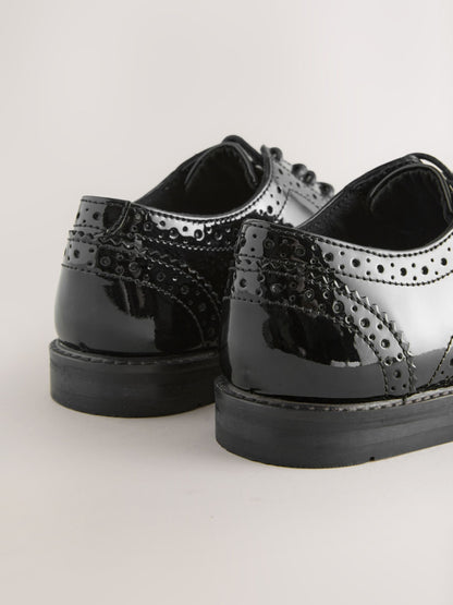Black Patent Standard Fit (F) Leather Laceup Brogue Shoes image 4