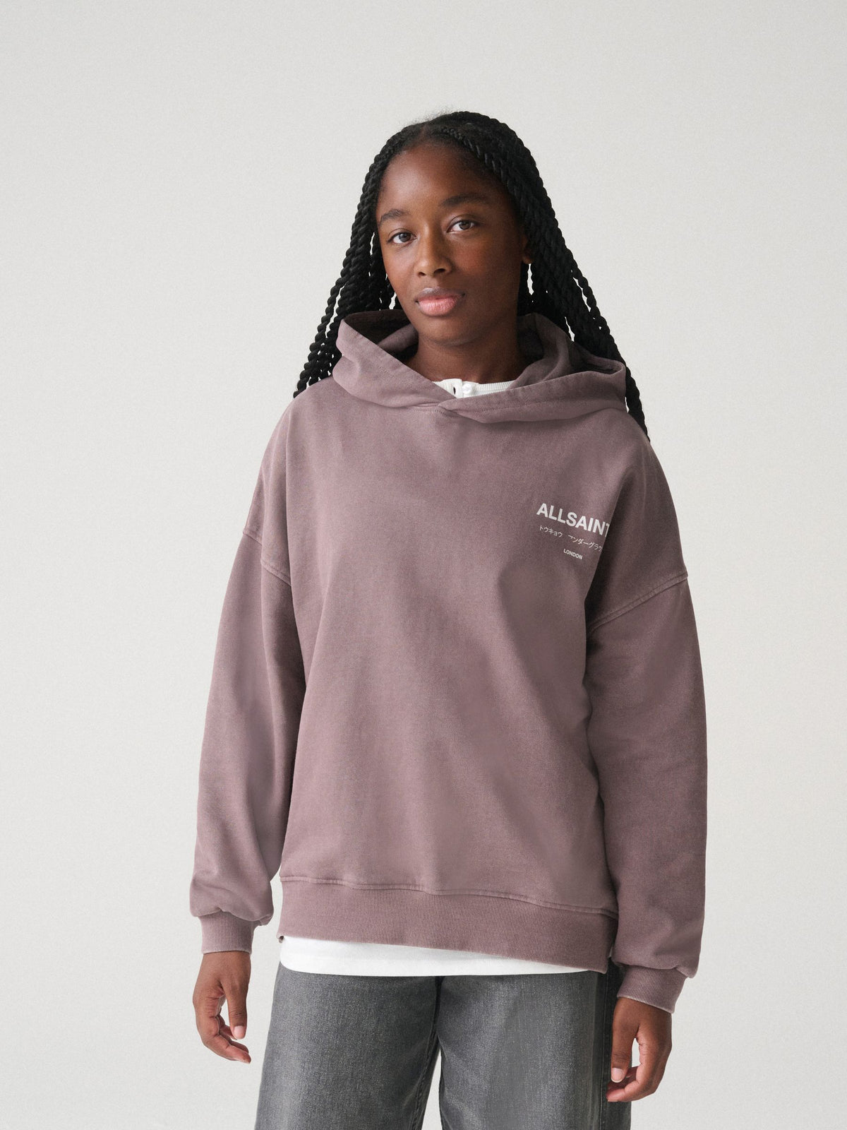 smALLSAINTS Purple Underground Logo Mock Layer Hoodie - image 1