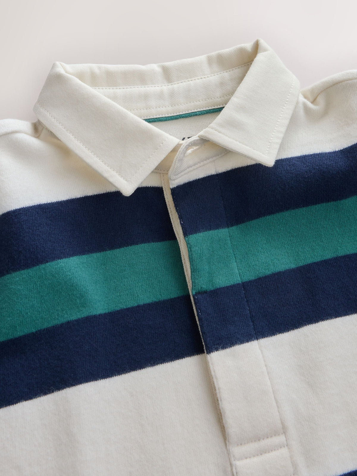 Dsiney Kidz - Green/Ecru Stripe Rugby Polo Shirt (3-16yrs) image 3