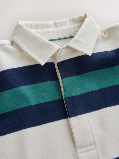 Dsiney Kidz - Green/Ecru Stripe Rugby Polo Shirt (3-16yrs) image 3