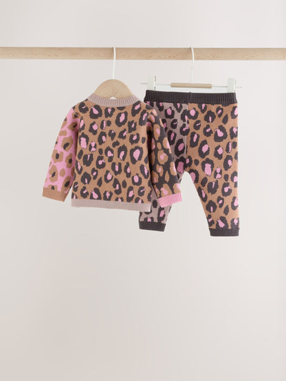 Leopard Knitted Cardigan and Leggings Baby Set 2 Piece (0mths-2yrs) - image 5