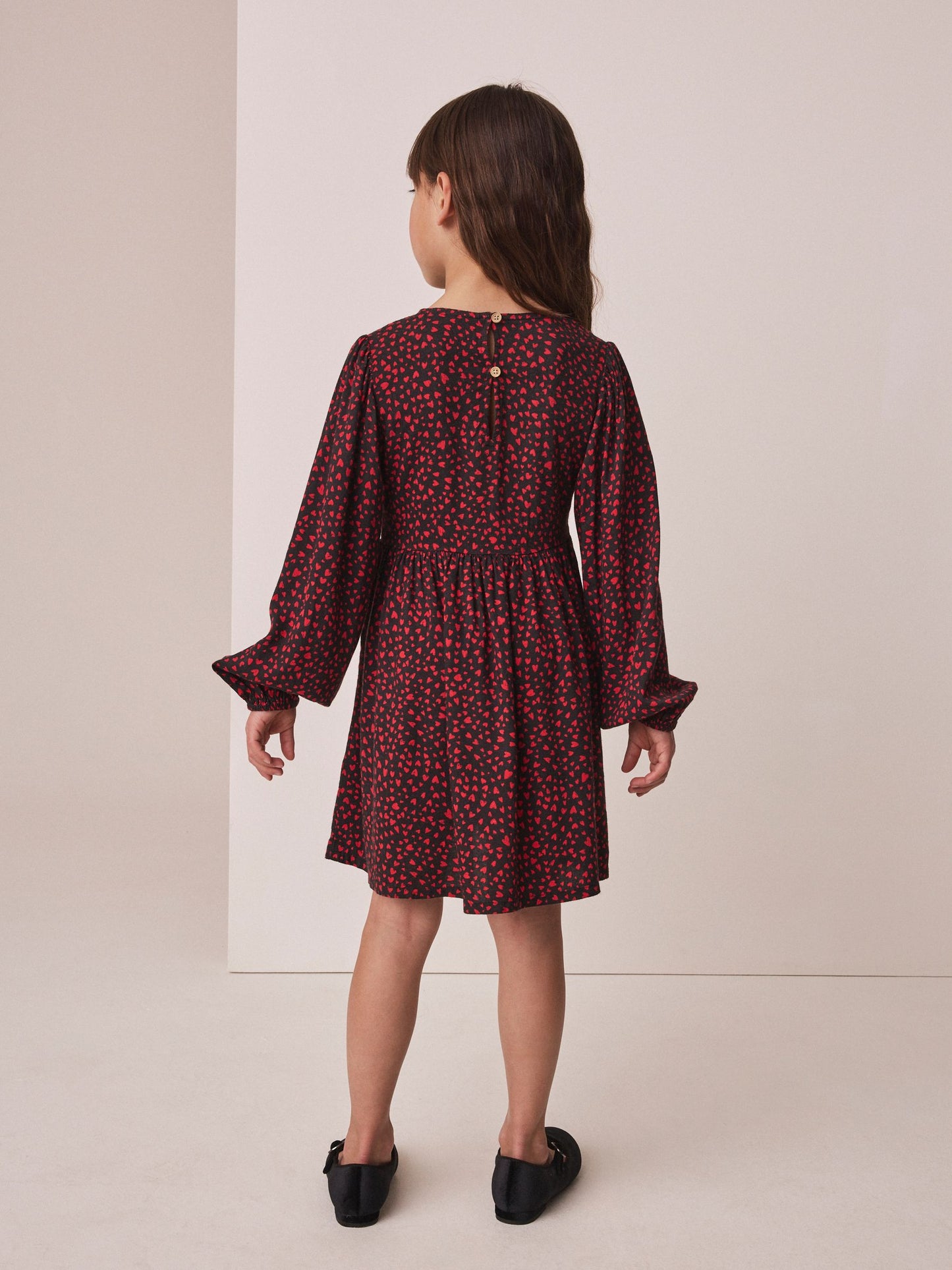 Dsiney Kidz - Red and Black Heart Bow Detail Long Sleeve Dress (3-16yrs) image 3