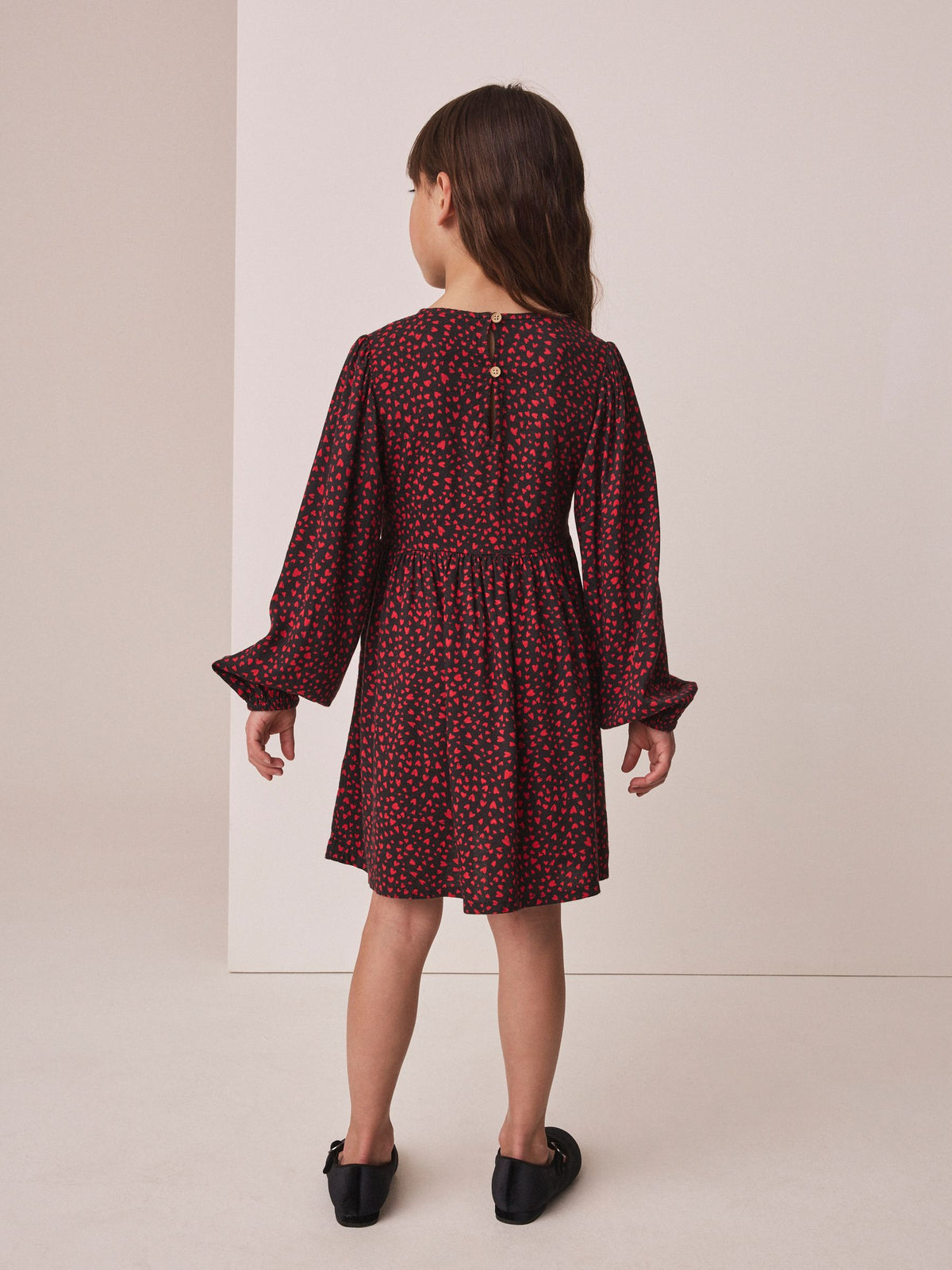 Dsiney Kidz - Red and Black Heart Bow Detail Long Sleeve Dress (3-16yrs) image 3