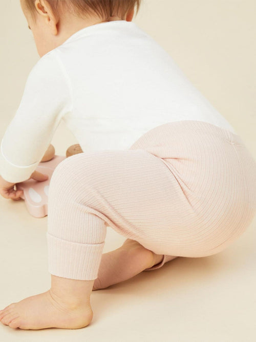 MORI Pink Ribbed Stretch Comfy Baby Leggings image 1