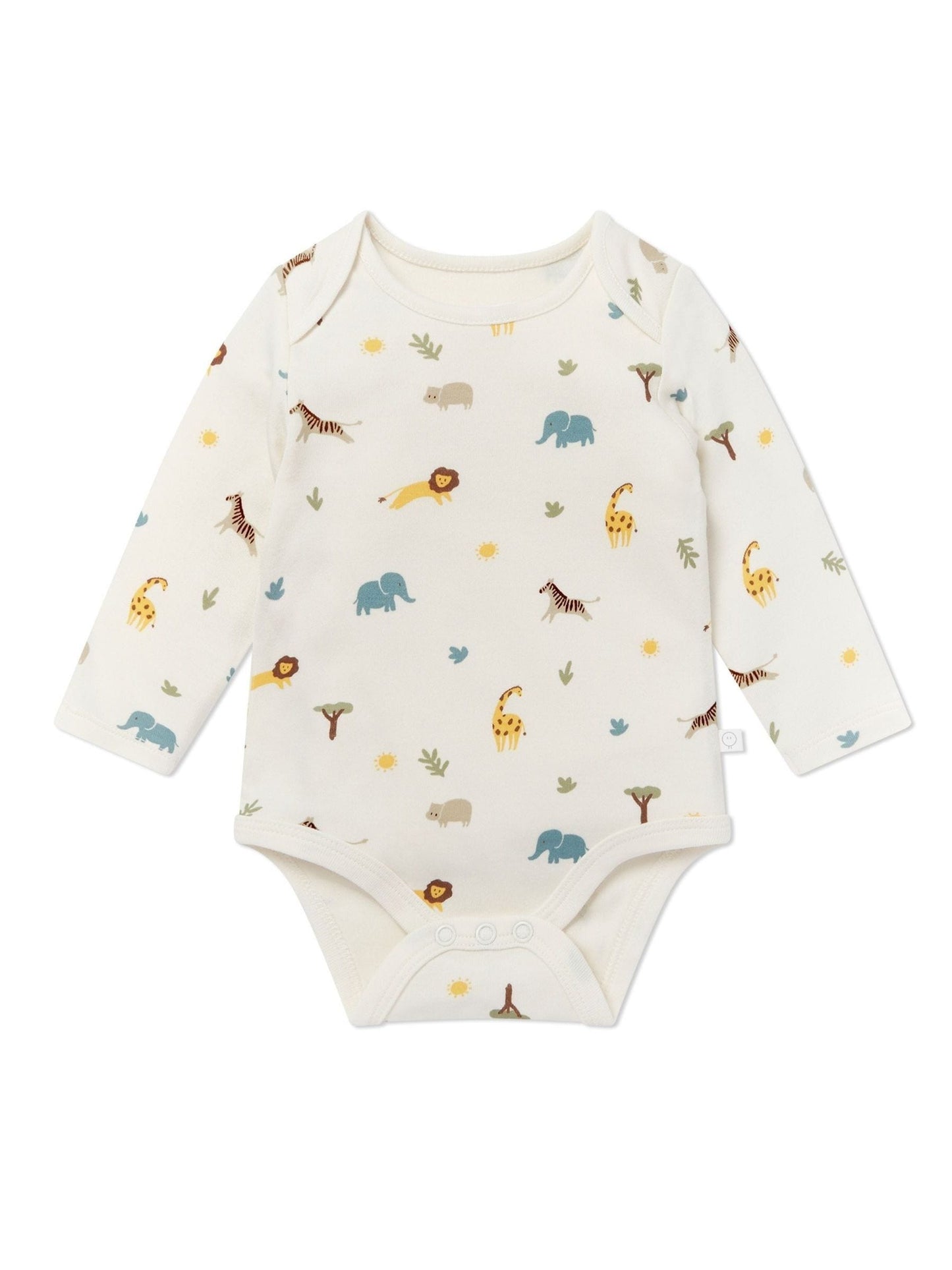MORI Cream Safari Print Long Sleeve Envelope Neck Supersoft Bodysuit image 2